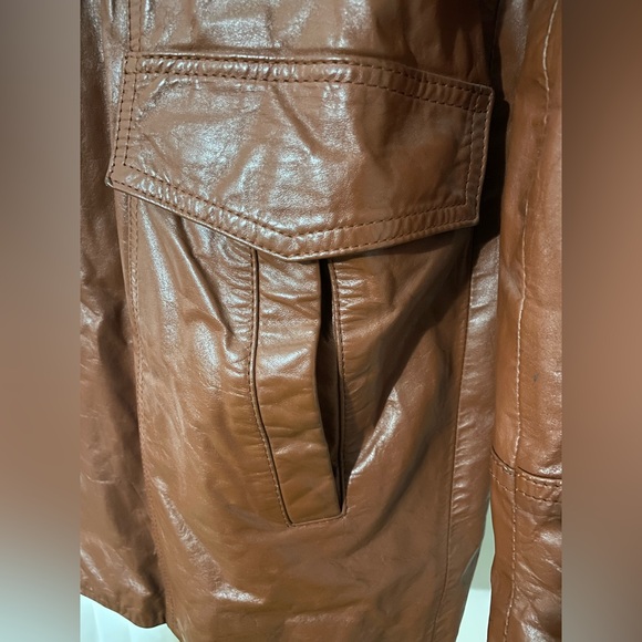 Martini Cognac Brown Leather Jacket with Removable Faux Fur Lining - Picture 4 of 15